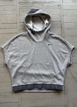 Худи без рукавов nike женская кофта серая спортивная с капюшоном и карманом кенгуру размер m оригинал