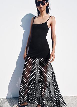Платье комбинированное в горохи zara.
