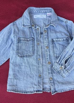 Мʼяка бавовняна джинсова сорочка куртка zara на хлопчика та дівчинку