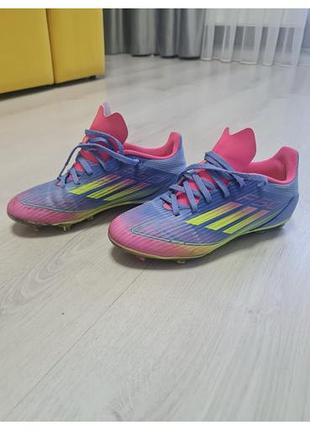Бутси adidas дитячі, розмір 34, синьо-рожеві, для футболу