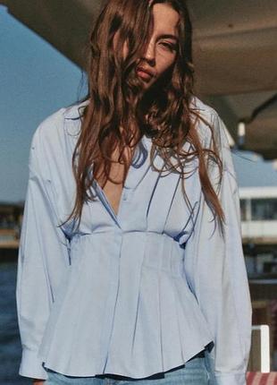 Рубашка из хлопка со складками zara нова в упаковке с бирками