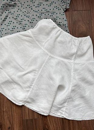 Белая льняная юбка benetton, s-m