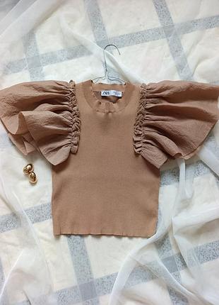 Топ zara с рукавами воланами
