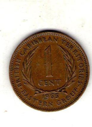 Восточные карибские штаты ø королева елизавета ii 1 цент, 1965 год бронза, 5.71g, ø 26mm no3732
