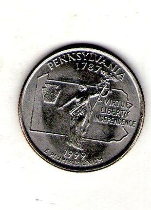 Сша 1⁄4 долларов, 1999 квотер штата 1927 медь с медно-никелевым покрытием, 5.67g, ø 24.26mm no3728