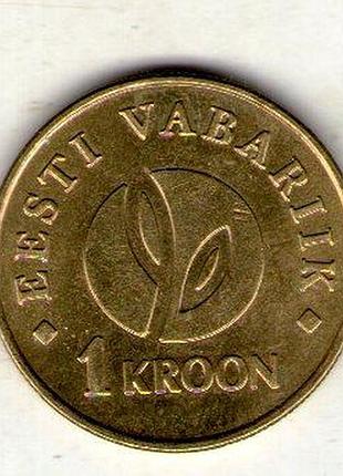 Эстония штабаганда 1 крона, 2008 год 90-т годовщина эстонской республики латунь, 5g, ø 23.25mm no3735