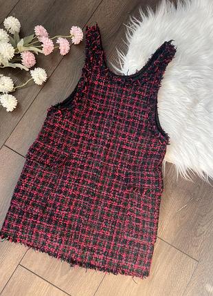 Сарафан для дівчинки 7 років 122 см зара zara чорний з фіолетовим з рожевим під твід осінь зима весна в школу