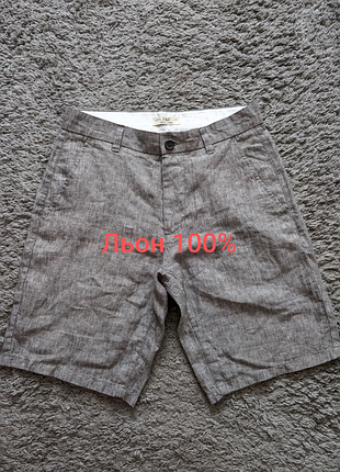 Шикарные шорты f&amp;f, лен 100%, состояние идеальное, size 30(s), полупояс 39 бедра 55 длина 48 ширина штанины 25