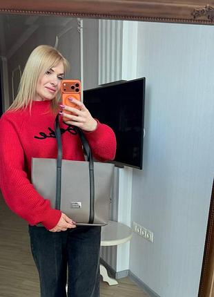 Жіноча сумка-шопер на плече містка велика формату а4 колір капучино