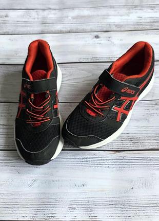 Детские кроссовки asics размер 35 (стелька 22-22,5 см) оригинал черные с красным на липучке