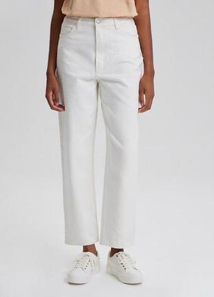 Вкорочені прямі джинси білі zara