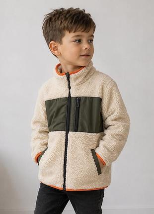 Флісова кофта-тедді matalan 5–6 років шерпа молочна/хакі 110/116
