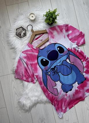 Трендова футболка stitch з ефектом вузликового фарбування ✅ by mariiahuts.clothes 🤎