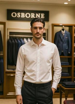 Сорочка чоловіча osborne біла розмір xxl- 3xl 100% бавовна tailored fit