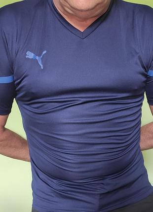 Новая сток оригинал мужская спортивная футболка puma темно-синего цвета.м