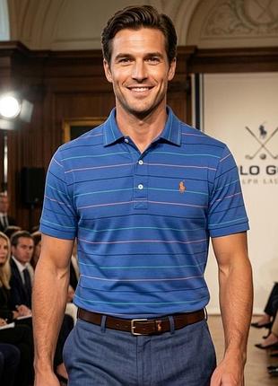 Футболка поло чоловіча polo golf ralph lauren, синя, m, 100% бавовна (pima cotton)