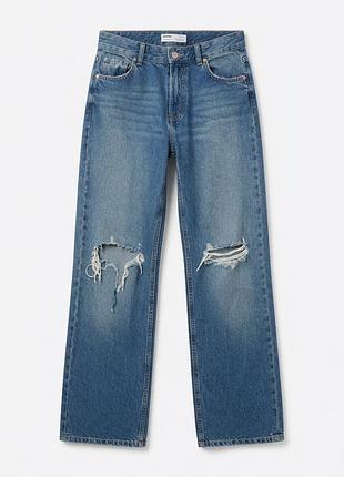 Bershka рвані джинси 90s wide 34 розмір (xs)