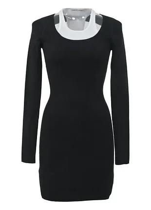 Двухслойное платье-мини t by alexander wang оригинал брендовое черное платье майка лонгслив размер m