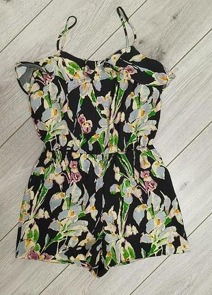 Яркий летний ромпер комбинезон с шортами в цветочный принт topshop (размер s / eur 36)