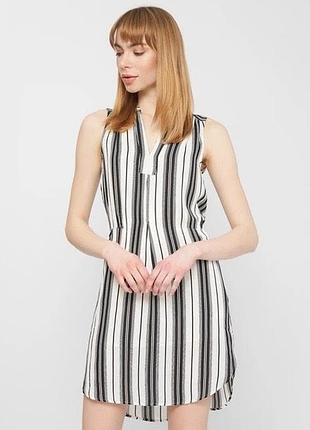 Шифоновое черно-белое платье в полоску h&amp;m #k