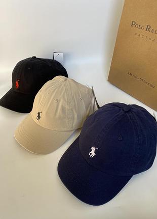 Кепка чоловіча ralph lauren чорна біла темно-синя one size бавовна
