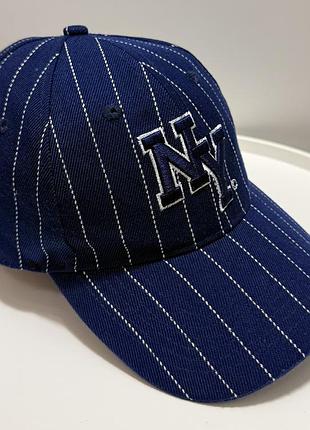 Кепка бейсболка new york yankees (ny) у смужку, темно-синя