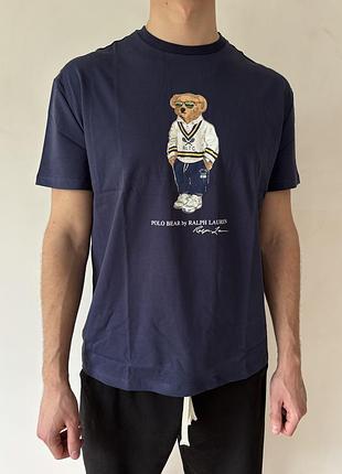 Футболка мужская bear ralph lauren polo темно-синяя l/xl хлопок