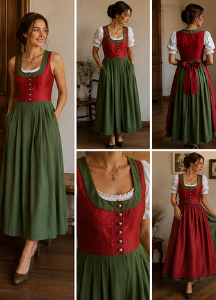 Традиционный немецкий дирндль (dirndl) натуральный шелк | национальное платье баварии и австрии
