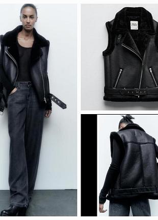 Черная жилетка авиатор zara