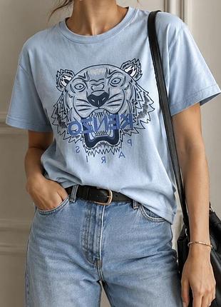 Kenzo original — голубая футболка плотного качества