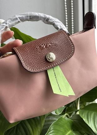 Мини-сумочка женская longchamp pochette кросс-боди розовая мини нейлон