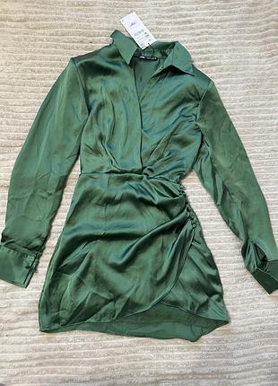 Сукня плаття коктельне смарагдове zara