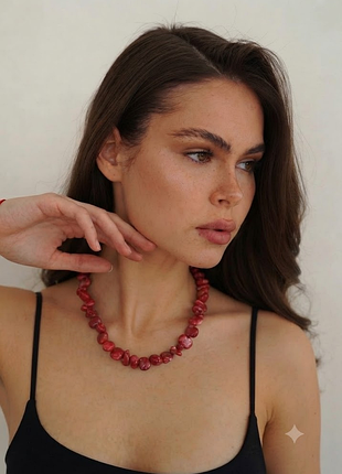 Ожерелье из кораллов, кораллы, бусы, колье, чокер длина 45 см