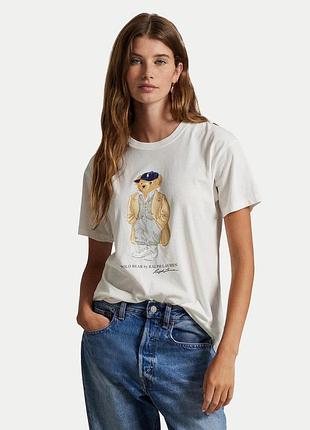 Футболка жіноча polo bear by ralph lauren оригінал біла s/m/l бавовна