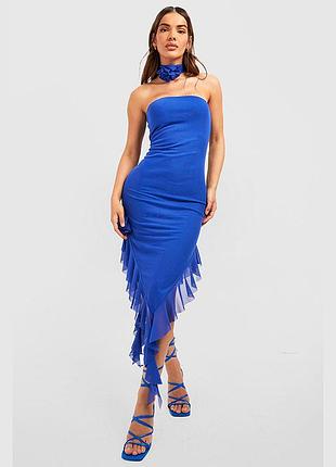Нова сукня бандо boohoo з воланами без чокера (cobalt), розмір uk 10 (m)