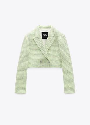 Твідовий укорочений блейзер, піджак, жакет zara