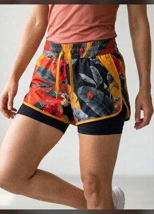 Спортивные женские шорты двойные kloset & wakingbee xs,s