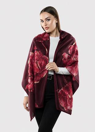 Новый шарф moda li li бордовый с цветочным принтом
