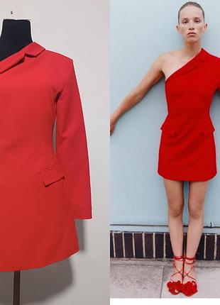 Zara красное платье-блейзер   с асимметричным дизайном на одно плечо, s/165/84 cm