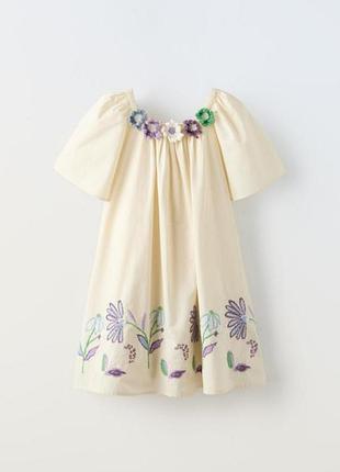 Котонові сукня zara з вишивкою