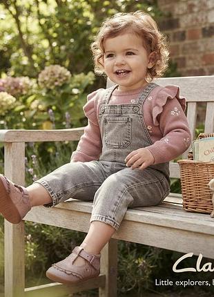Шкіряні туфлі clarks roamer cub з котиками р. 19 (устілка 12 см) перші кроки