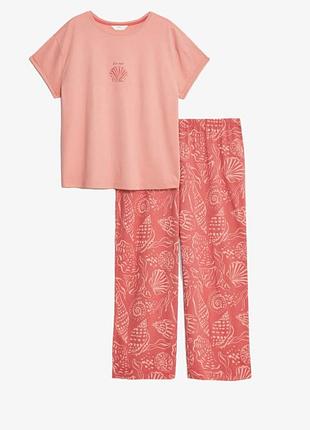Женская пижама m&amp;s (marks &amp; spencer) р. l розовая пижама капри с принтом ракушка
