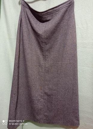 Шерстяная твидовая серая юбка  практичная теплая
