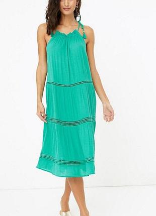Платье миди m&amp;s 56 коттон вискоза бирюзовое