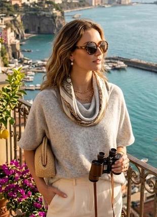 Супер крутое кашемир пончо свитер свободного кроя с горловиной-хомутом cashmere blend