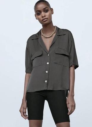 Темно-сіра сорочка з сатиновим блиском zara