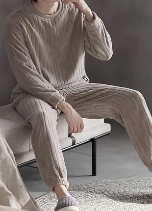 Чоловічий фланелевий костюм yizilian, хакі, розмір l/xl (48-50)