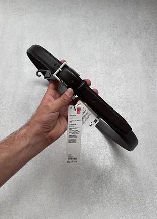 Новый ремень uniqlo leather stiched belt dark brown