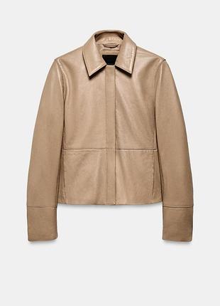 Женский блейзер из 100% кожи zara original spain кожаная куртка зара s