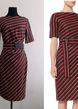Weekend max mara 170/92см элегантное платье-футляр  в диагональную полоску с добавлением шерсти